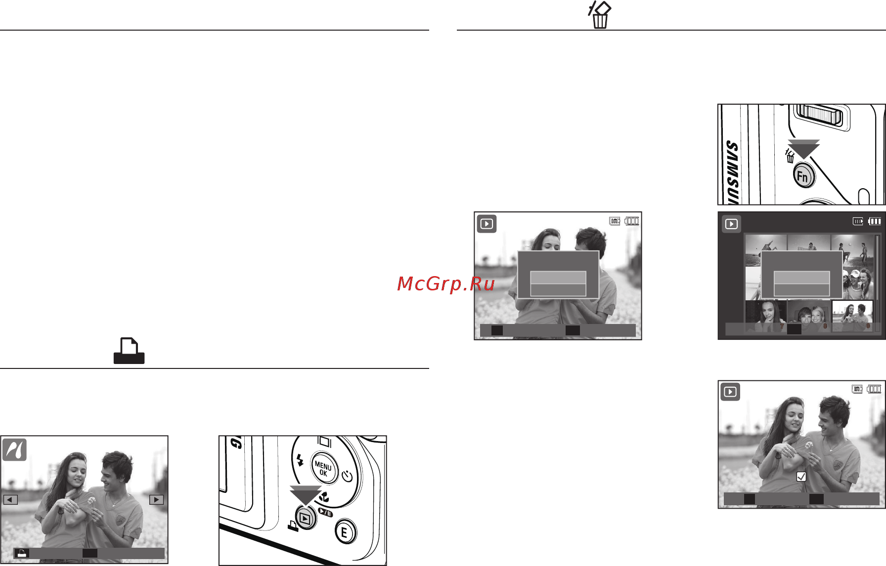 Samsung WB500 [63/114] Кнопки влево вправо menu ок удалить