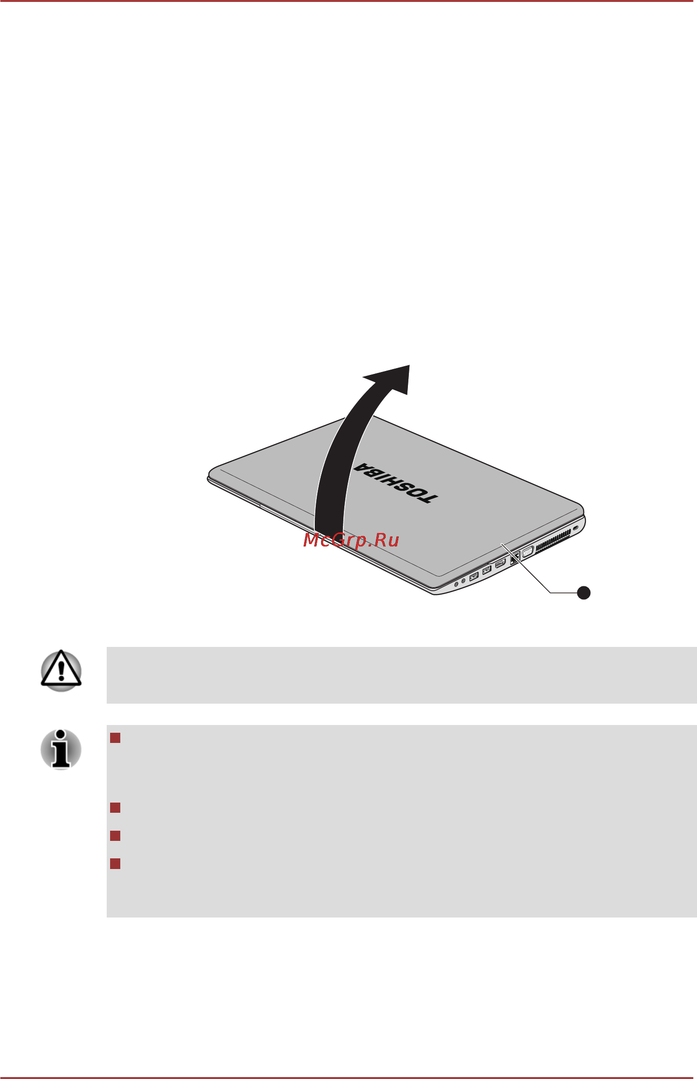 Toshiba L870-E1W [41/177] Открывание дисплея