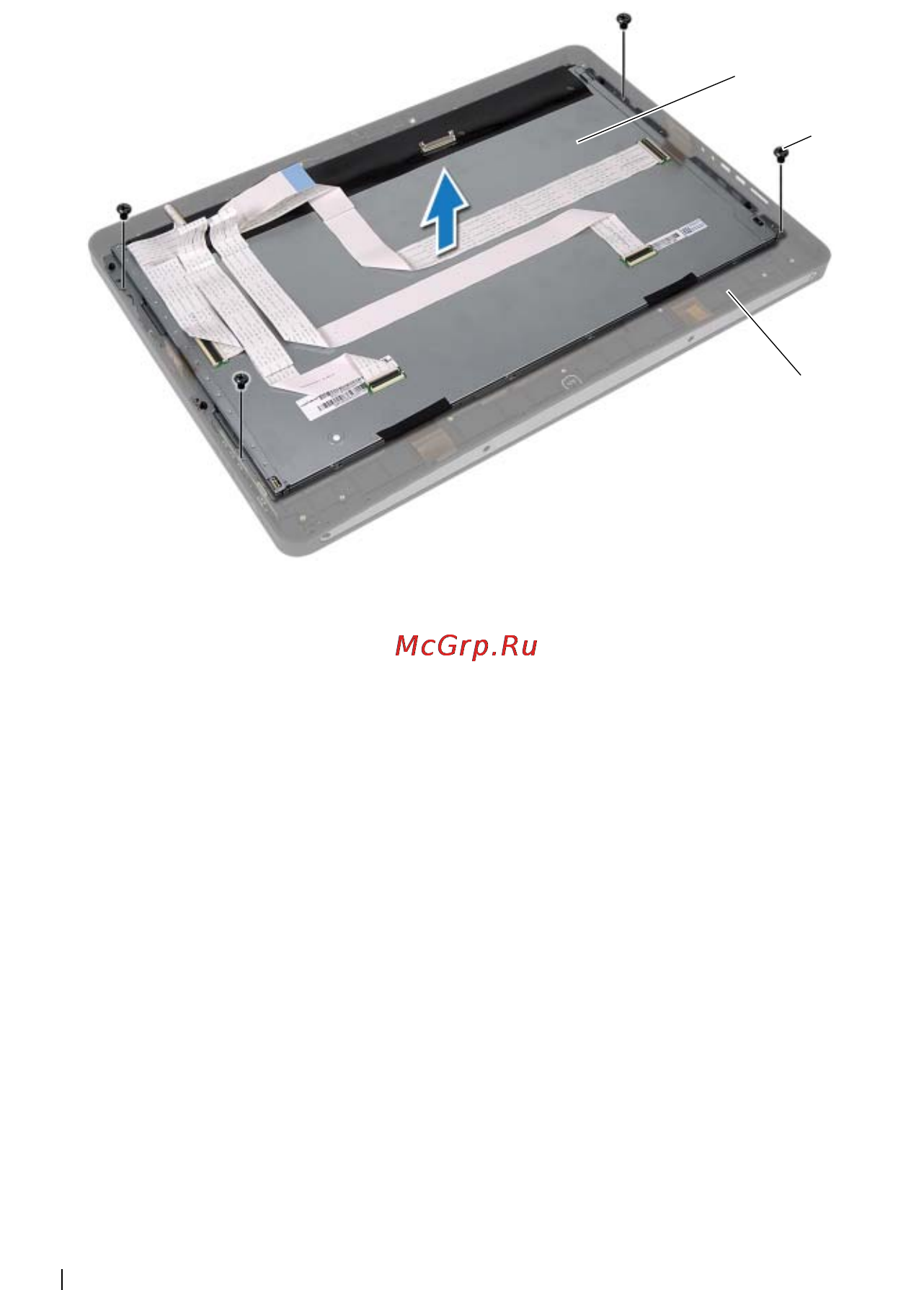 Dell Inspiron One /2330-7571/ [122/150] Выверните винты которыми дисплей в сборе крепится к средней раме