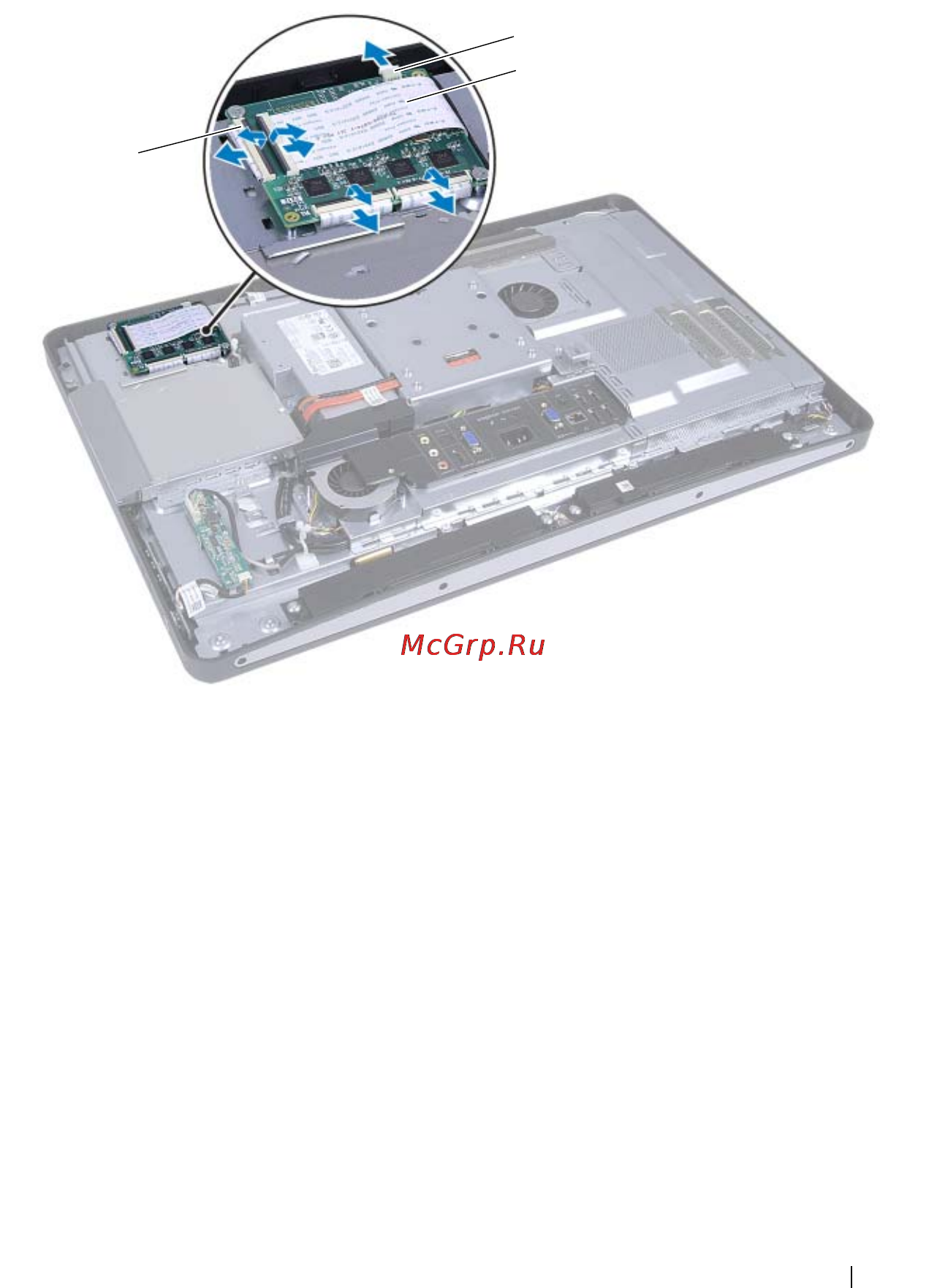 Dell Inspiron One /2330-7571/ [27/150] Отсоедините кабель системной платы от платы сенсорного экрана