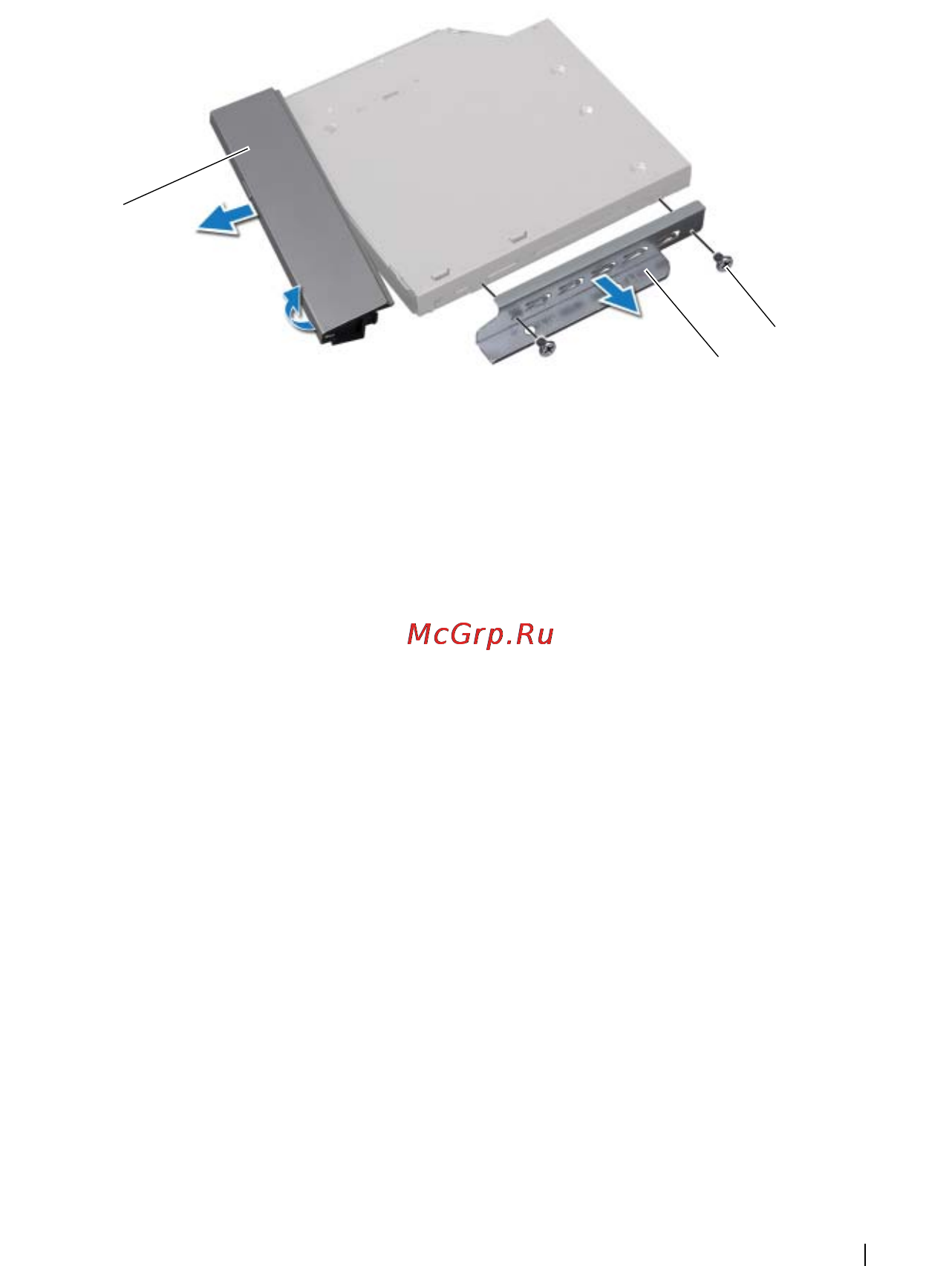 Dell Inspiron One /2330-7571/ [43/150] Поверните лицевую панель оптического дисковода вверх чтобы снять ее с оптического дисковода
