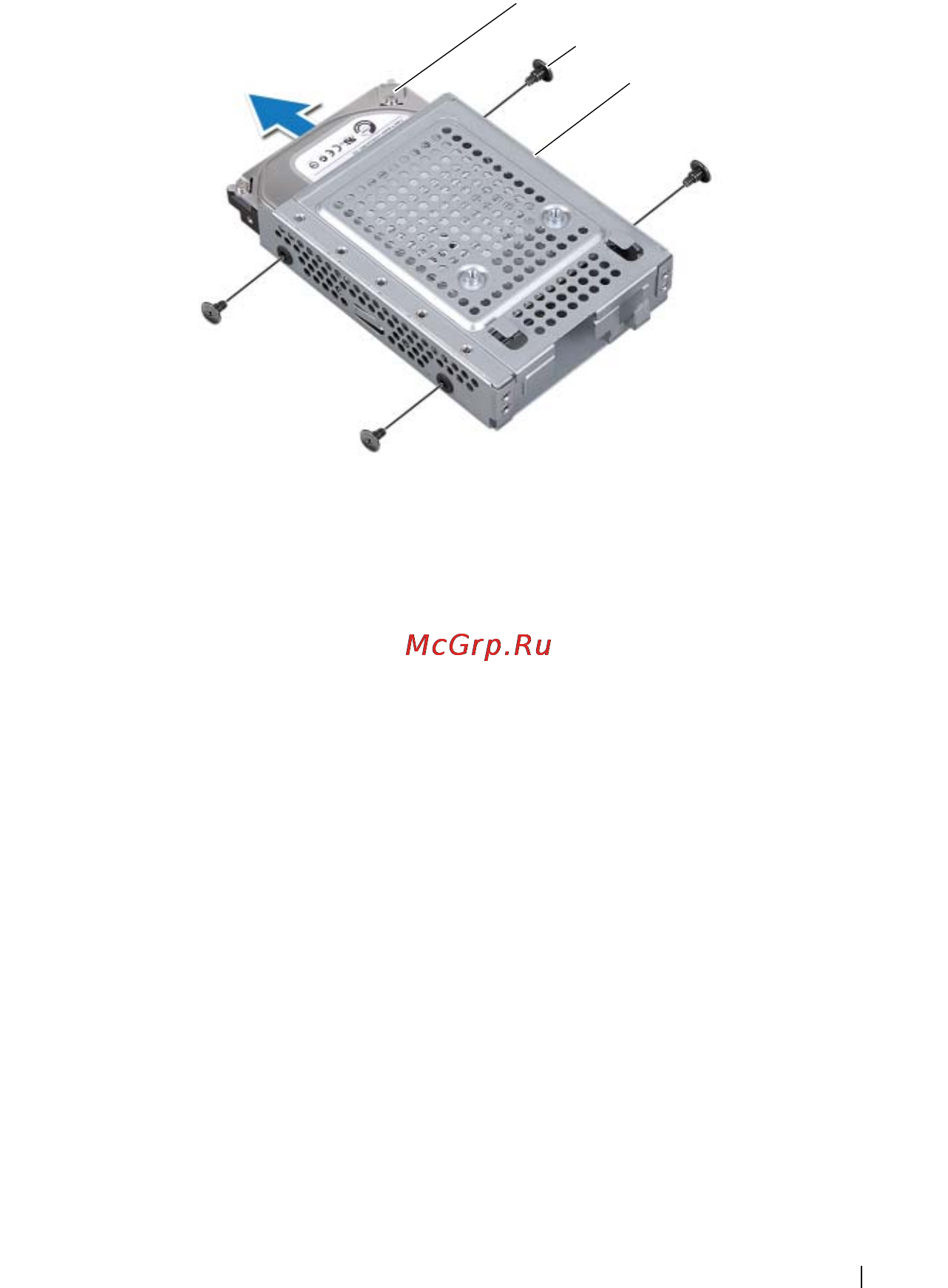 Dell Inspiron One /2330-7571/ [51/150] Выверните винты которыми отсек жесткого диска крепится к жесткому диску