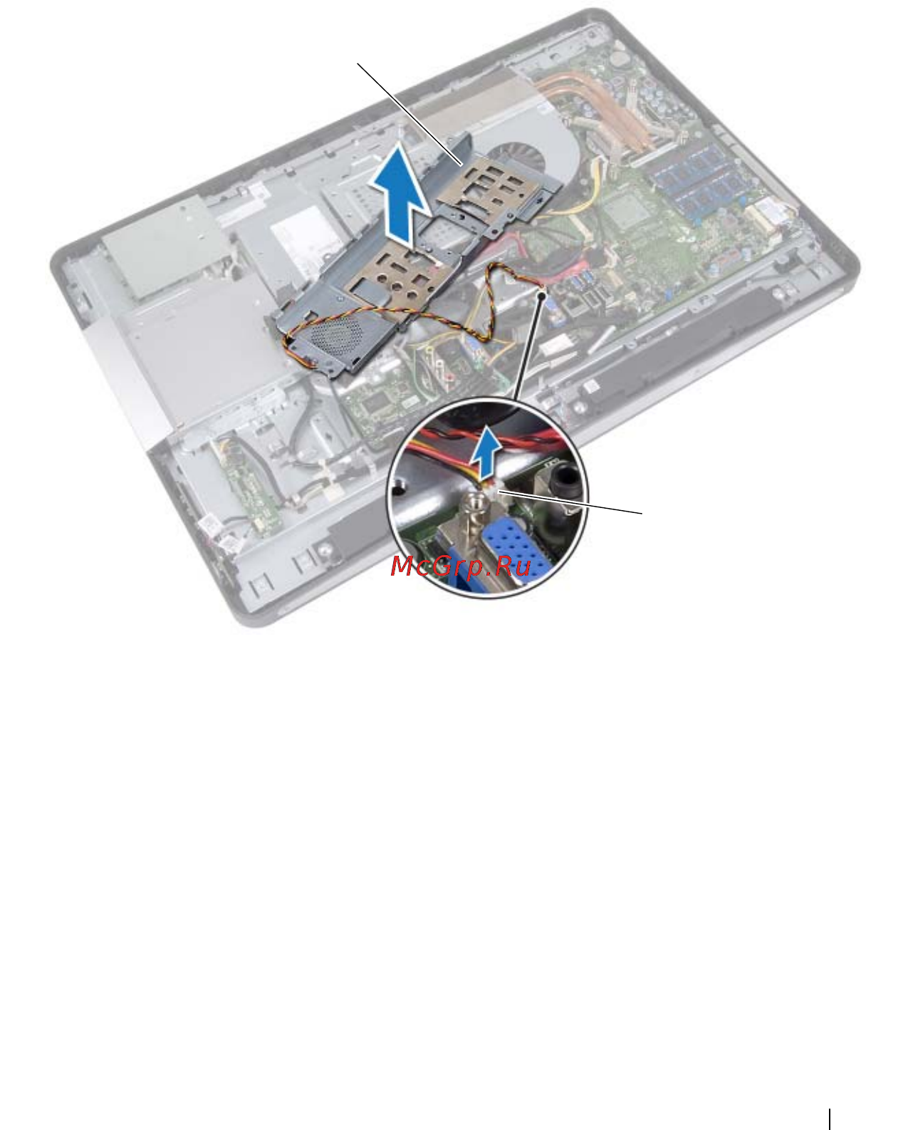 Dell Inspiron One /2330-7571/ [87/150] Отсоедините кабель вентилятора блока питания от разъемов системной платы