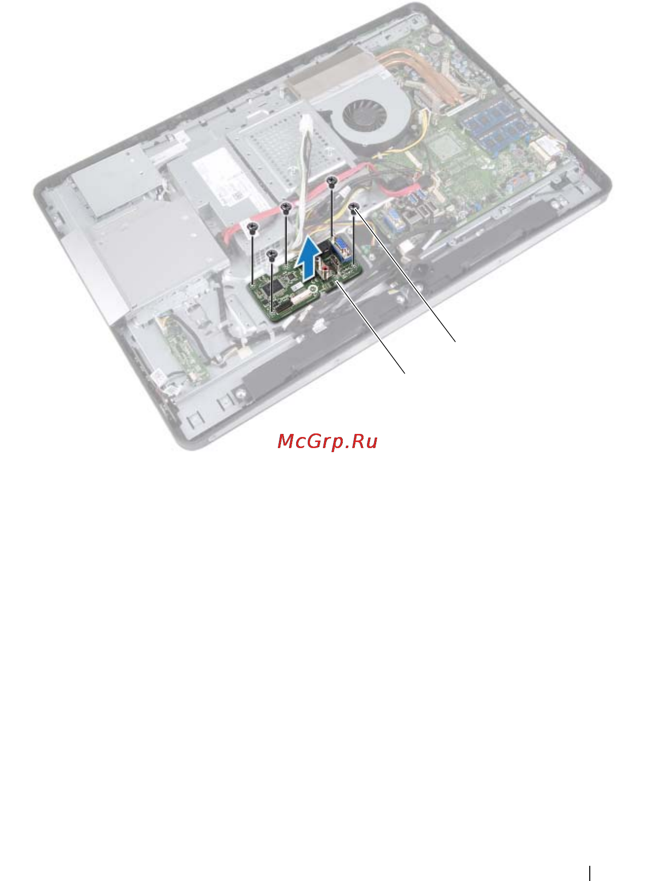 Dell Inspiron One /2330-7571/ [99/150] Выверните винты с помощью которых плата ввода вывода крепится к корпусу компьютера