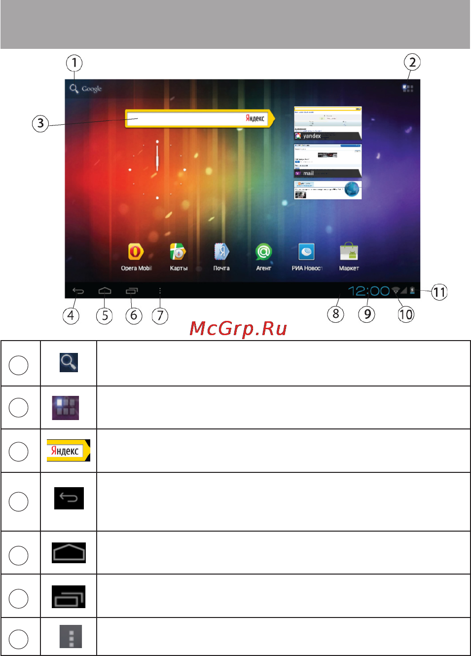 Texet TM-9747BT [21/53] Общий вид стандартного рабочего стола oc android