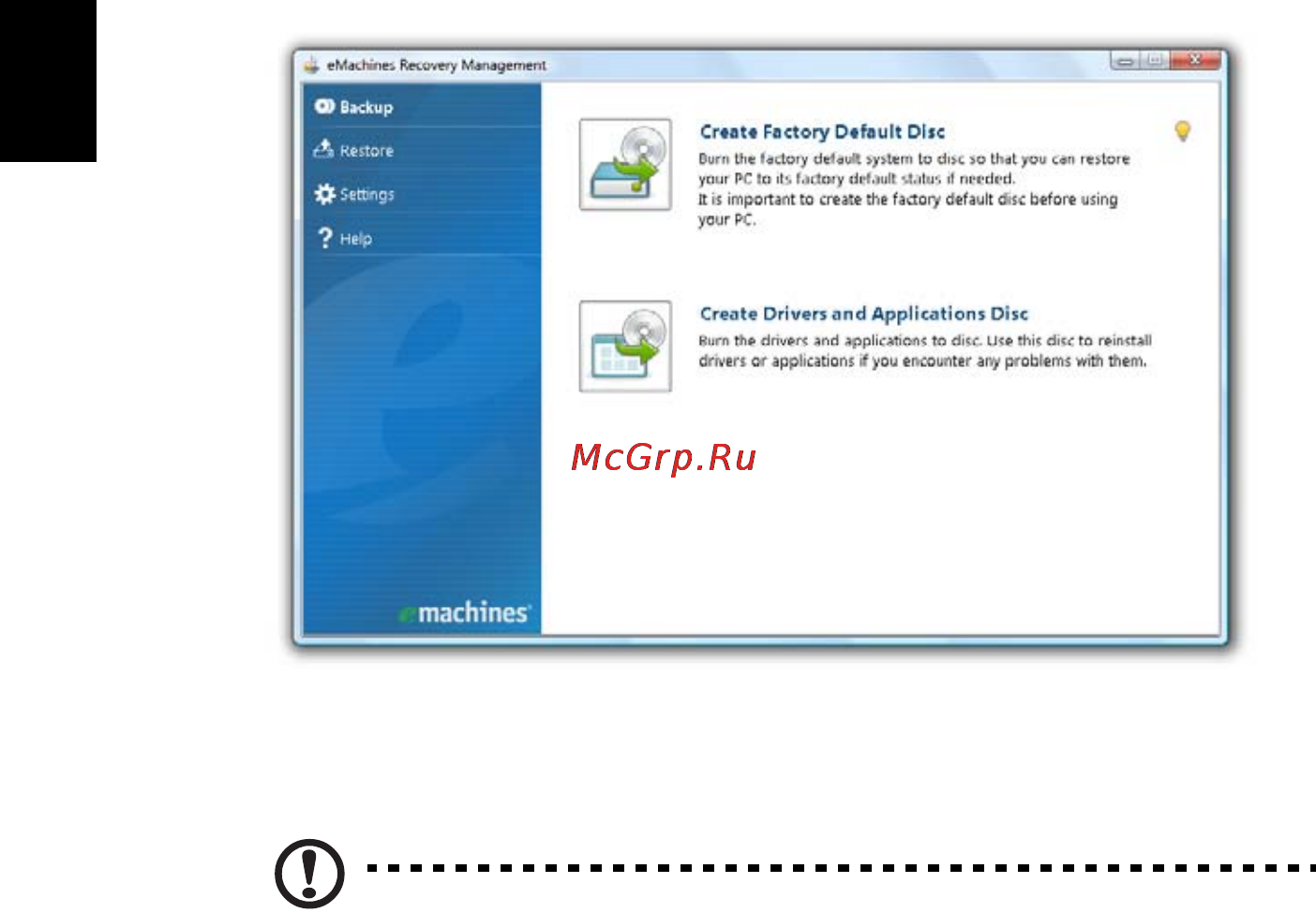 E-Machines eM350 [1056/1299] Emachines recovery management käivitamine