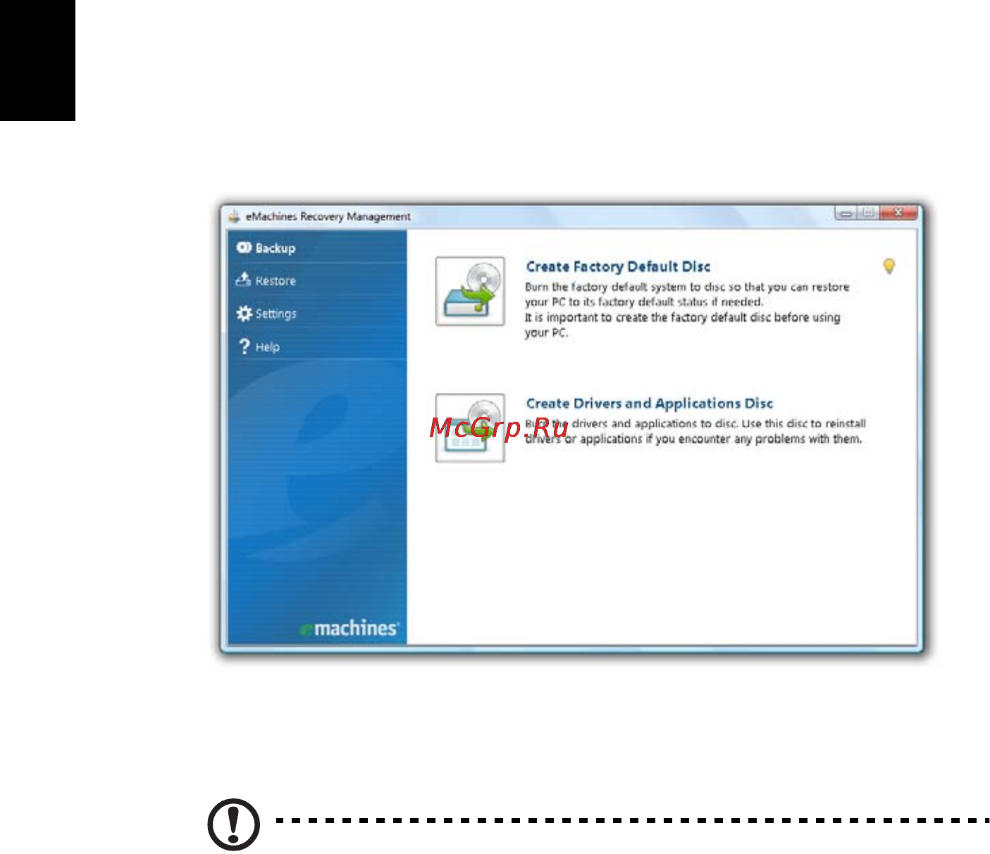 E-Machines eM350 [74/1299] Lancer emachines recovery management
