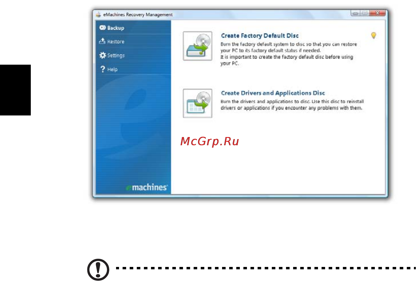 E-Machines eM350 [904/1299] Pokrenite emachines recovery management