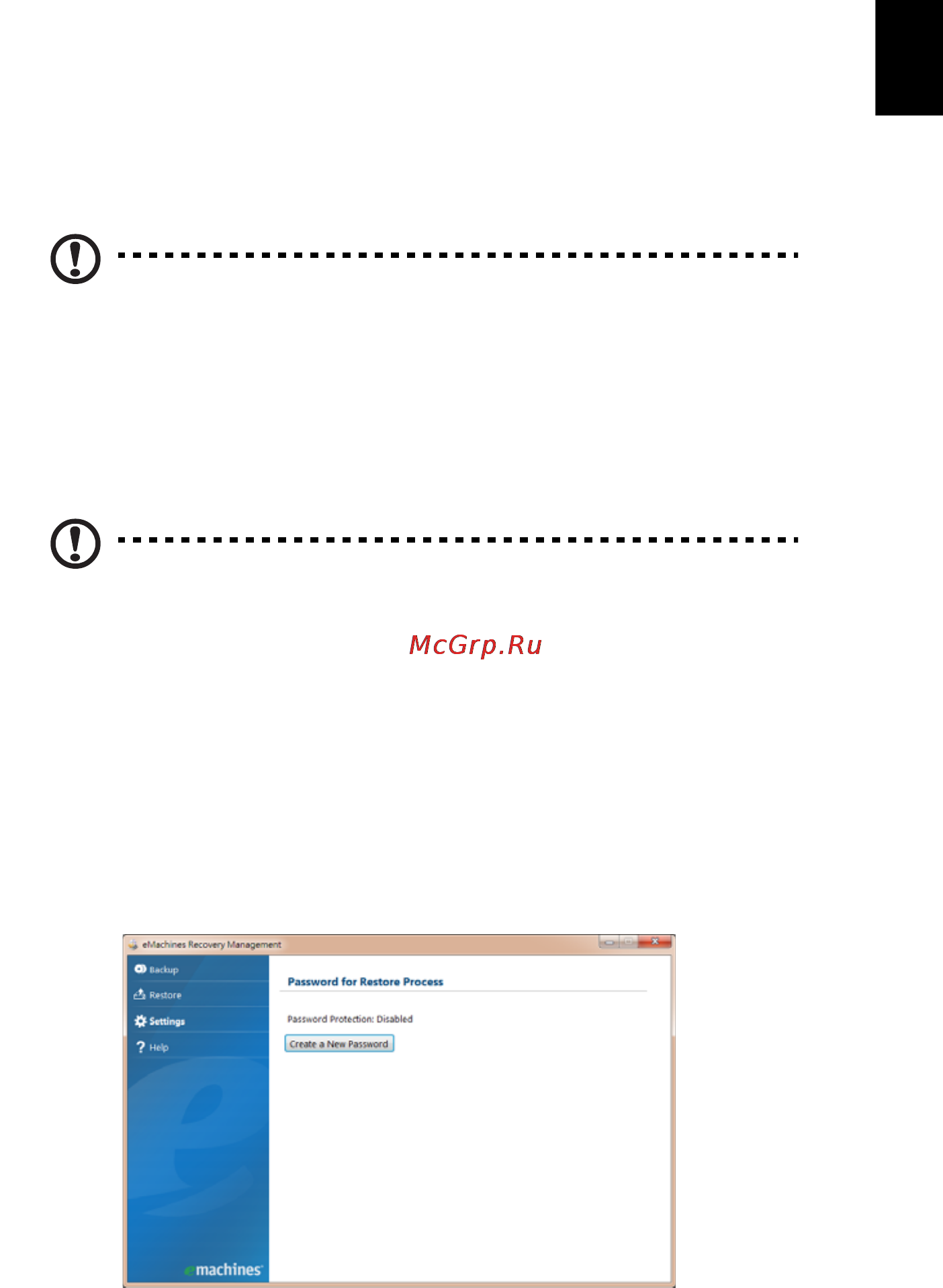 E-Machines eM355 [1447/1913] Emachines recovery management