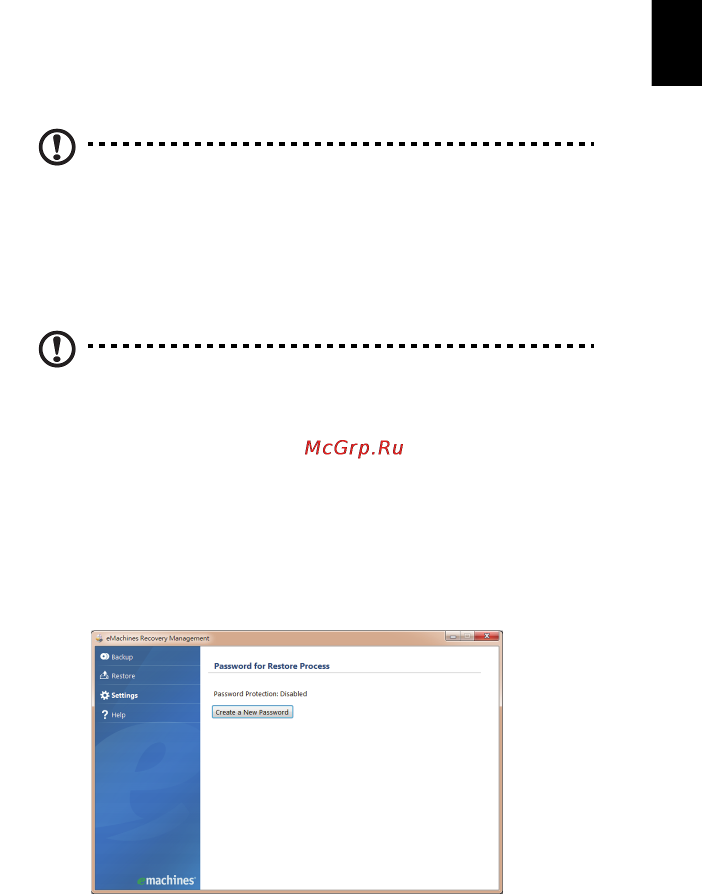 E-Machines eM355 [21/1913] Emachines recovery management