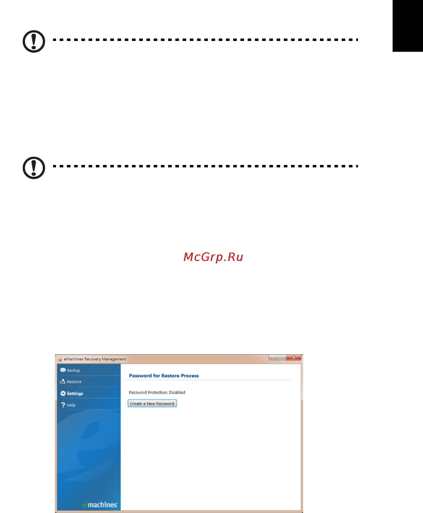 E-Machines eM355 [339/1913] Emachines recovery management
