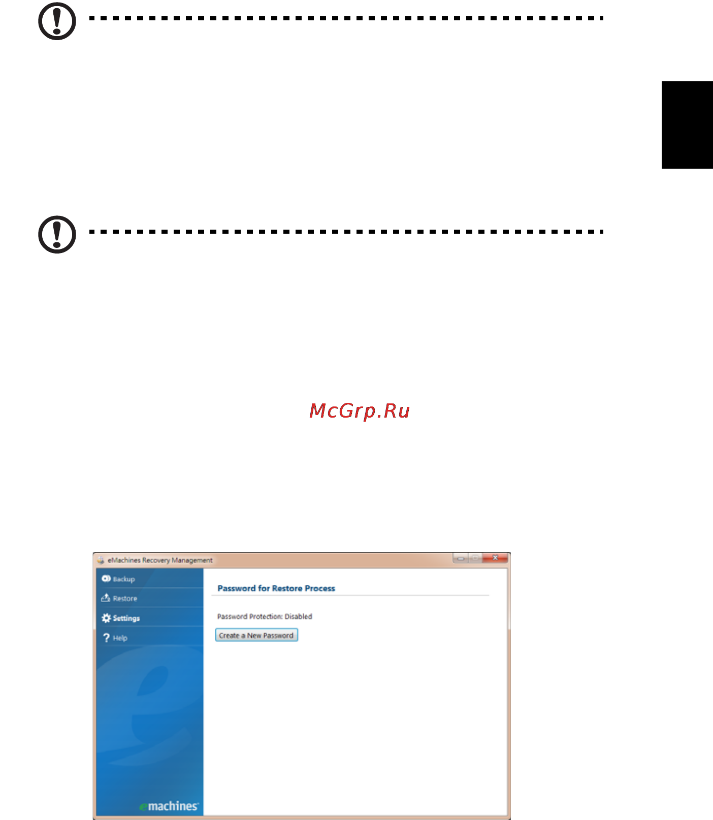 E-Machines eM355 [957/1913] Emachines recovery management