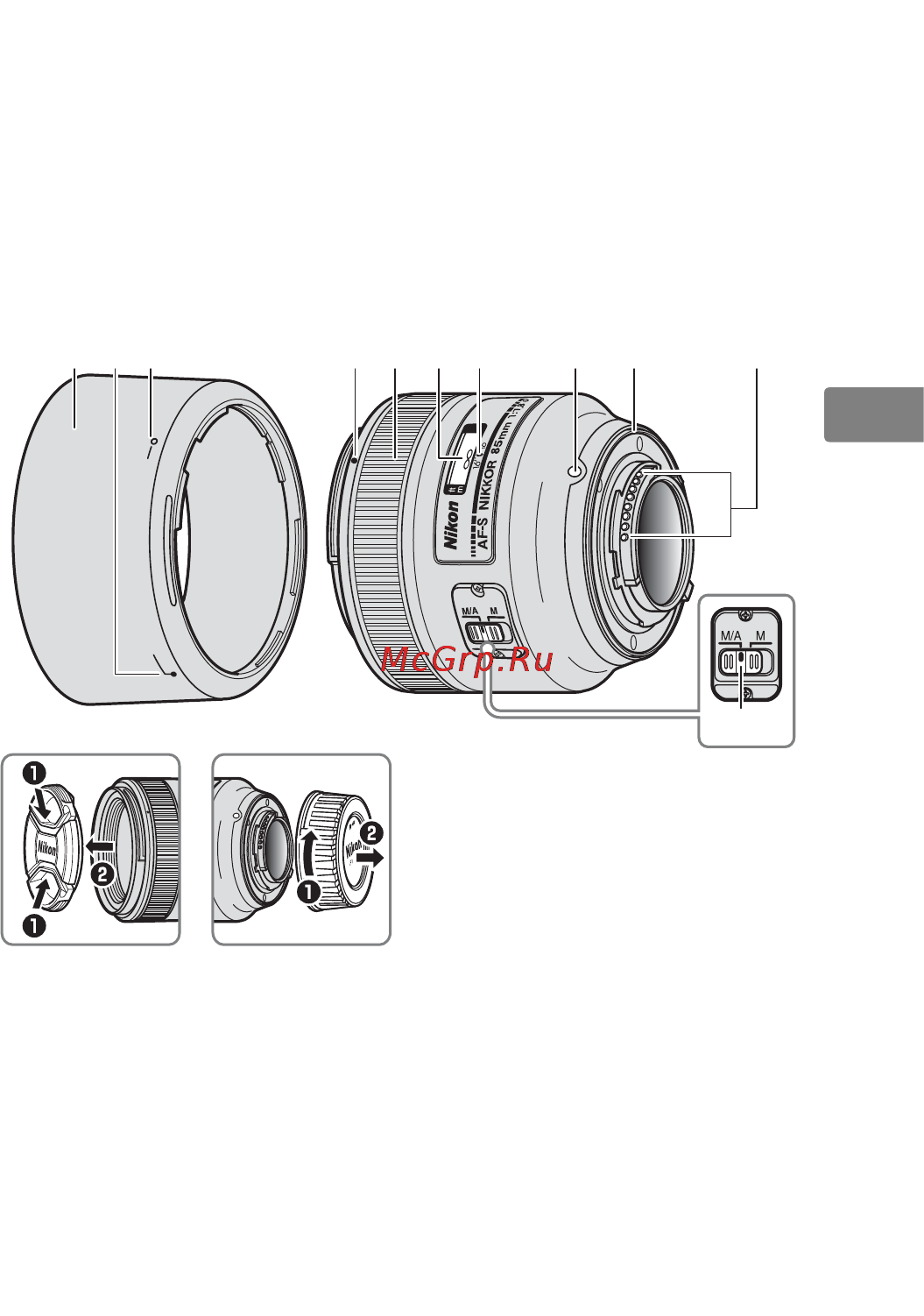 Nikon AF-S NIKKOR 85mm f/1.8G [3/12] En de fr es sv ru nl pt pb it cz sk ro ua ck ch kr id ar
