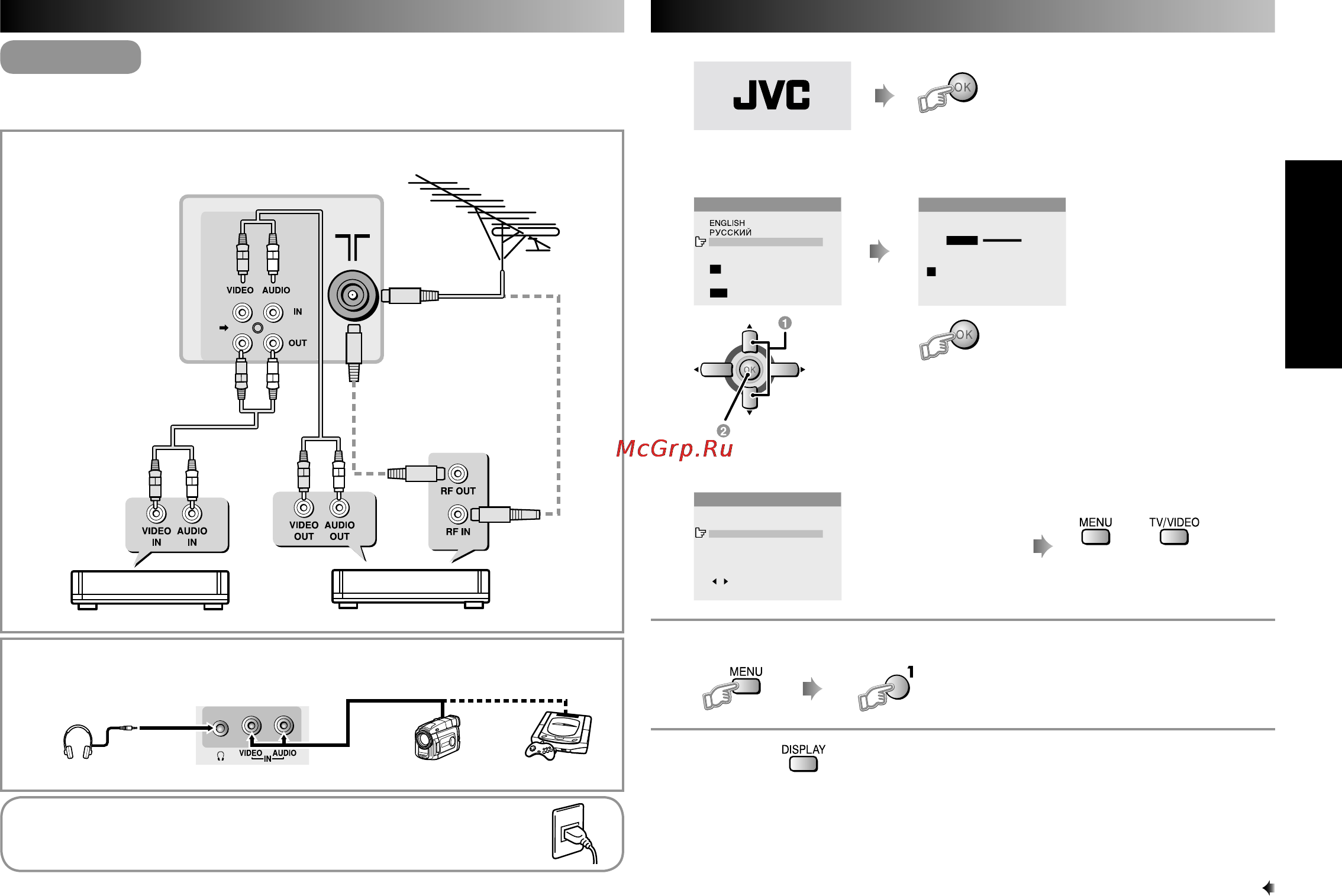 JVC AV-1411AE [3/8] Під єднання до кабеля антени та відеомагнітофона