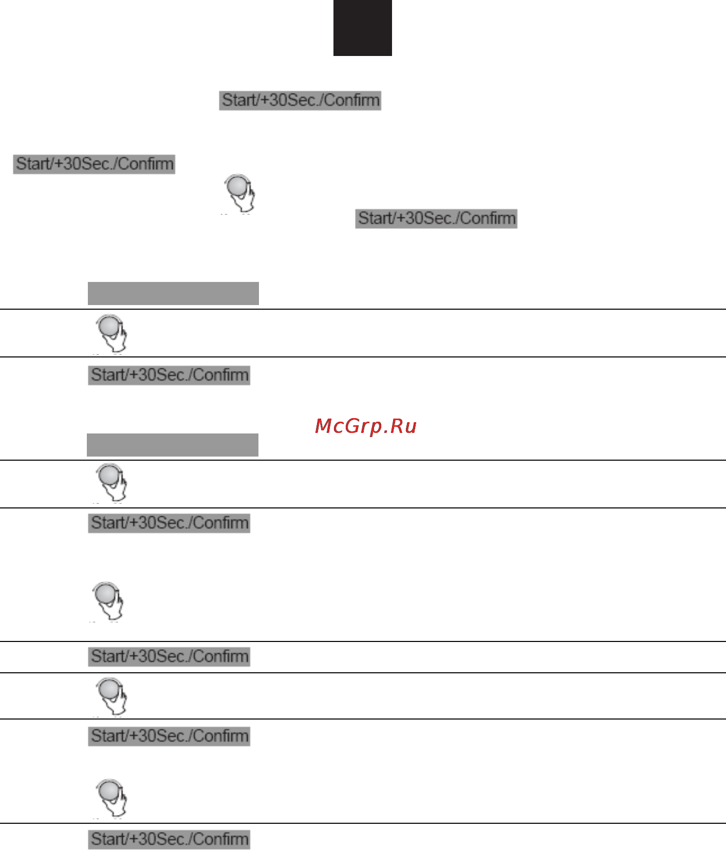 Candy MIC 25 GDFX [43/93] W prawo aby wybrać menu a wyświetli się a 1 do a 8 które oznaczają pizzę ziemniaki mięso