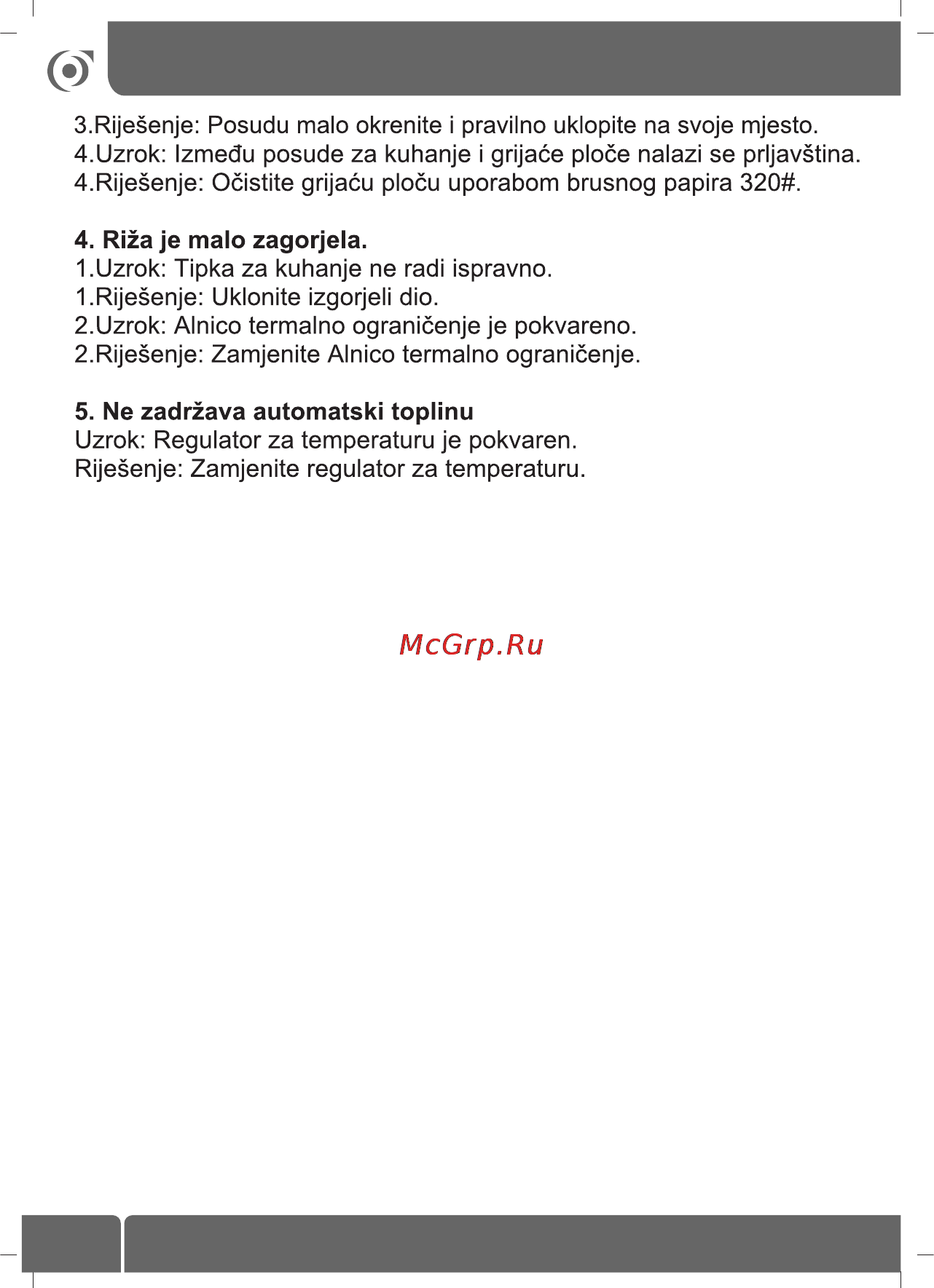 Sinbo SCO-5019 [42/52] Problemi i uzroci