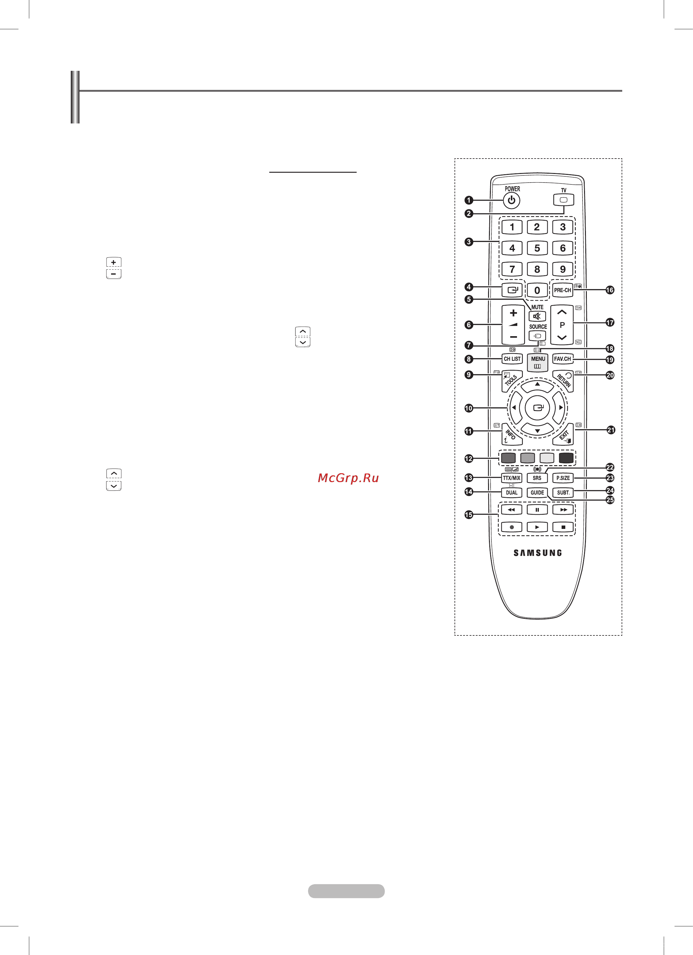 Samsung PS50B451B [8/73] Remote control