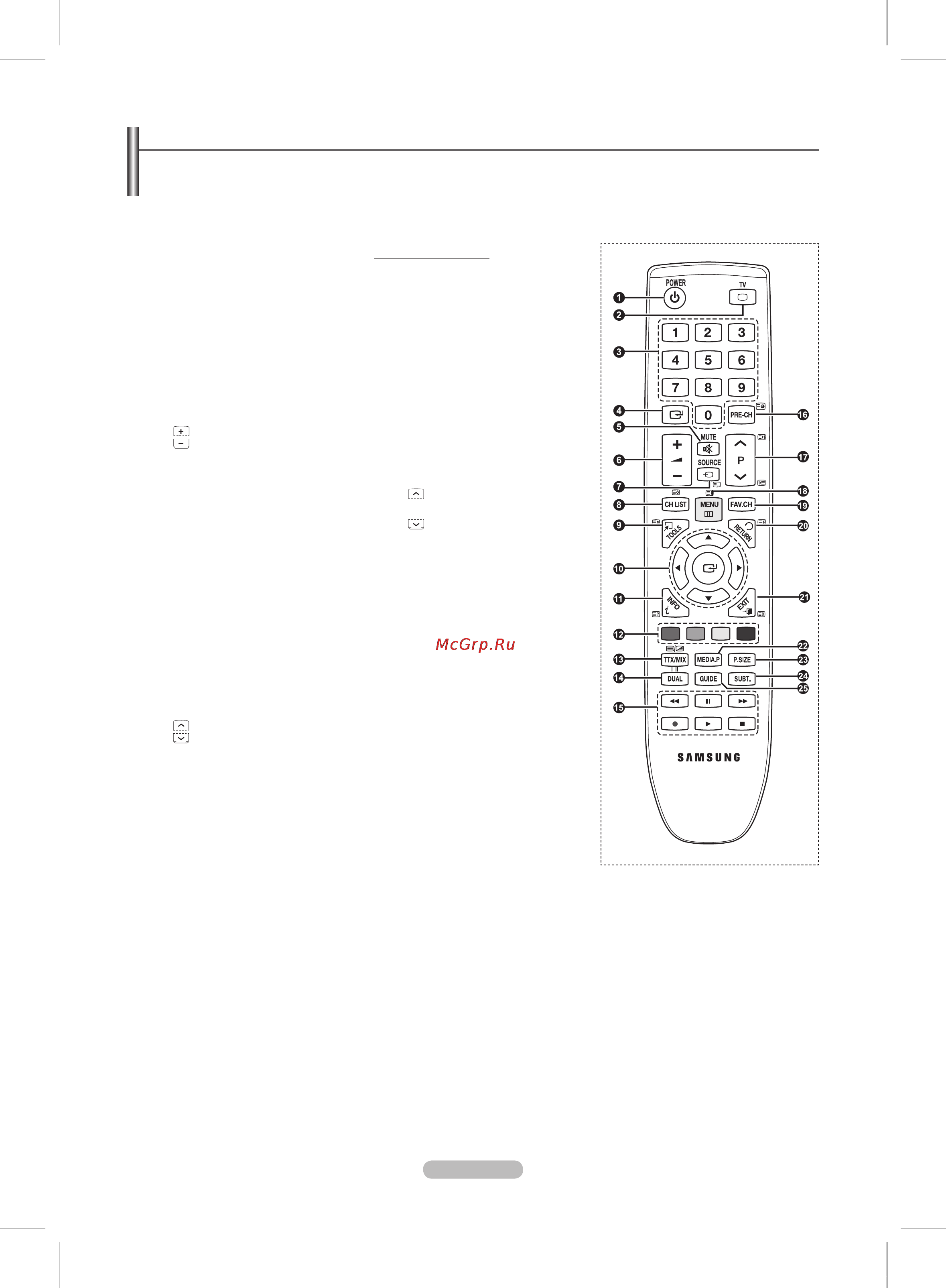Samsung PS50B550T [8/43] Пульт дистанционного управления