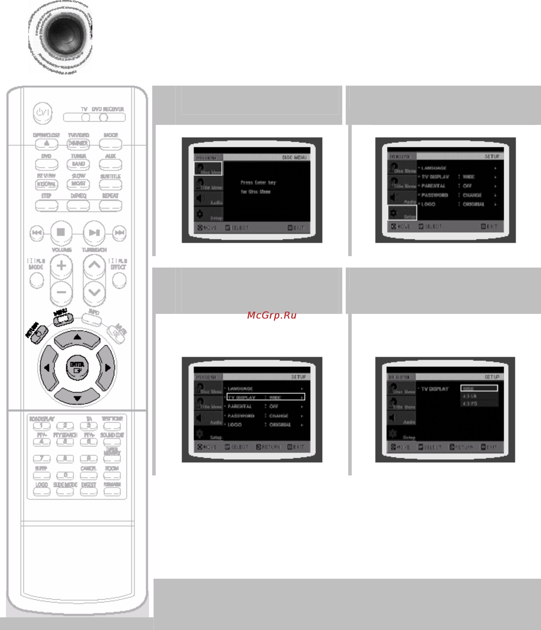 Samsung HT-KD500 [36/69] Настройка формата экрана телевизора