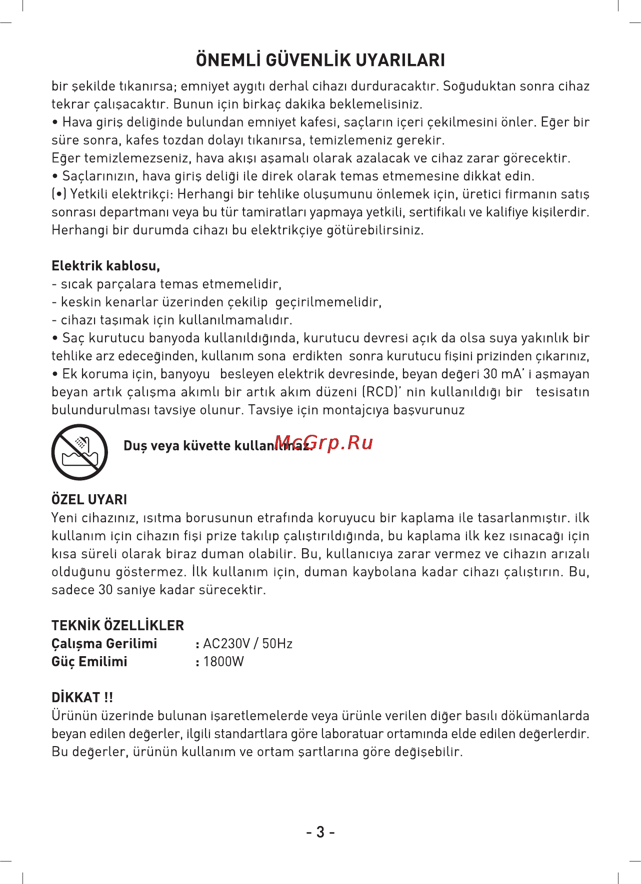 Sinbo SHD-7021 [4/16] Ónemlí güvenlík uyarilari