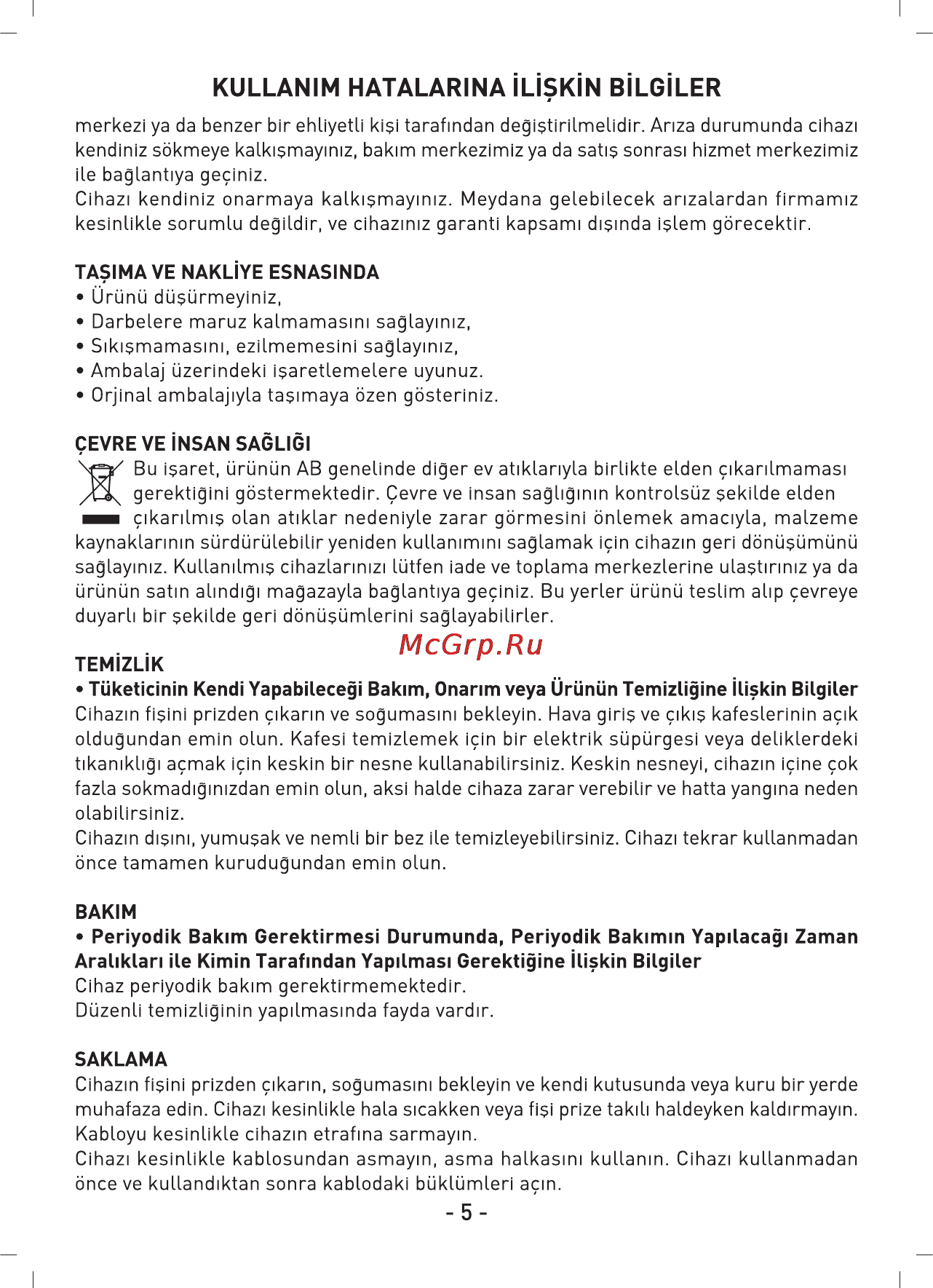 Sinbo SHD-7021 [6/16] Kullanim hatalarina iliskin bilgiler