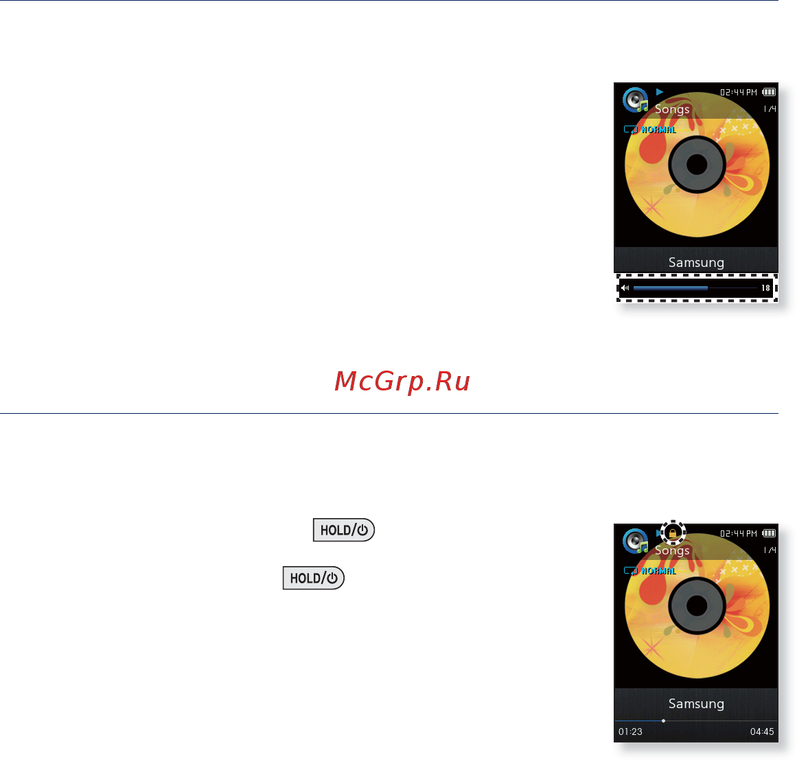 Samsung YP-Q2AB 4Gb [17/98] Блокировка кнопок