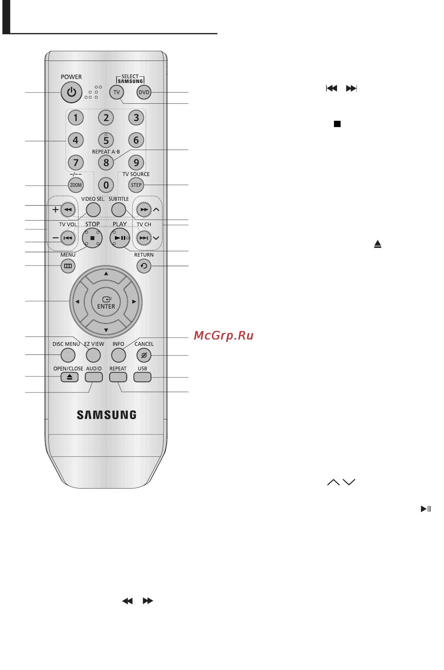Samsung DVD-P380 [42/69] Огляд пульта дистанц йного керування