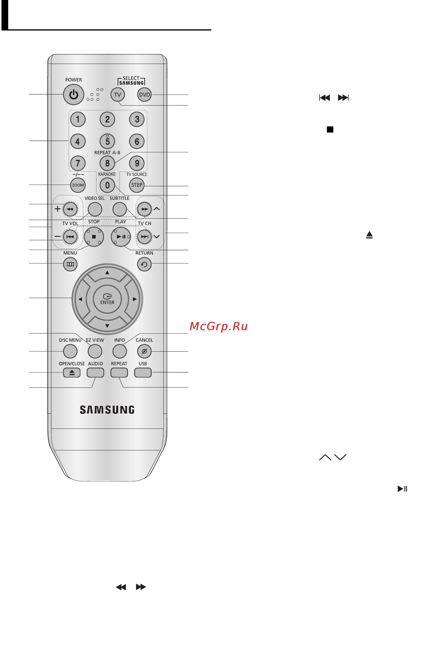 Samsung DVD-P380K [43/71] Огляд пульта дистанц йного керування
