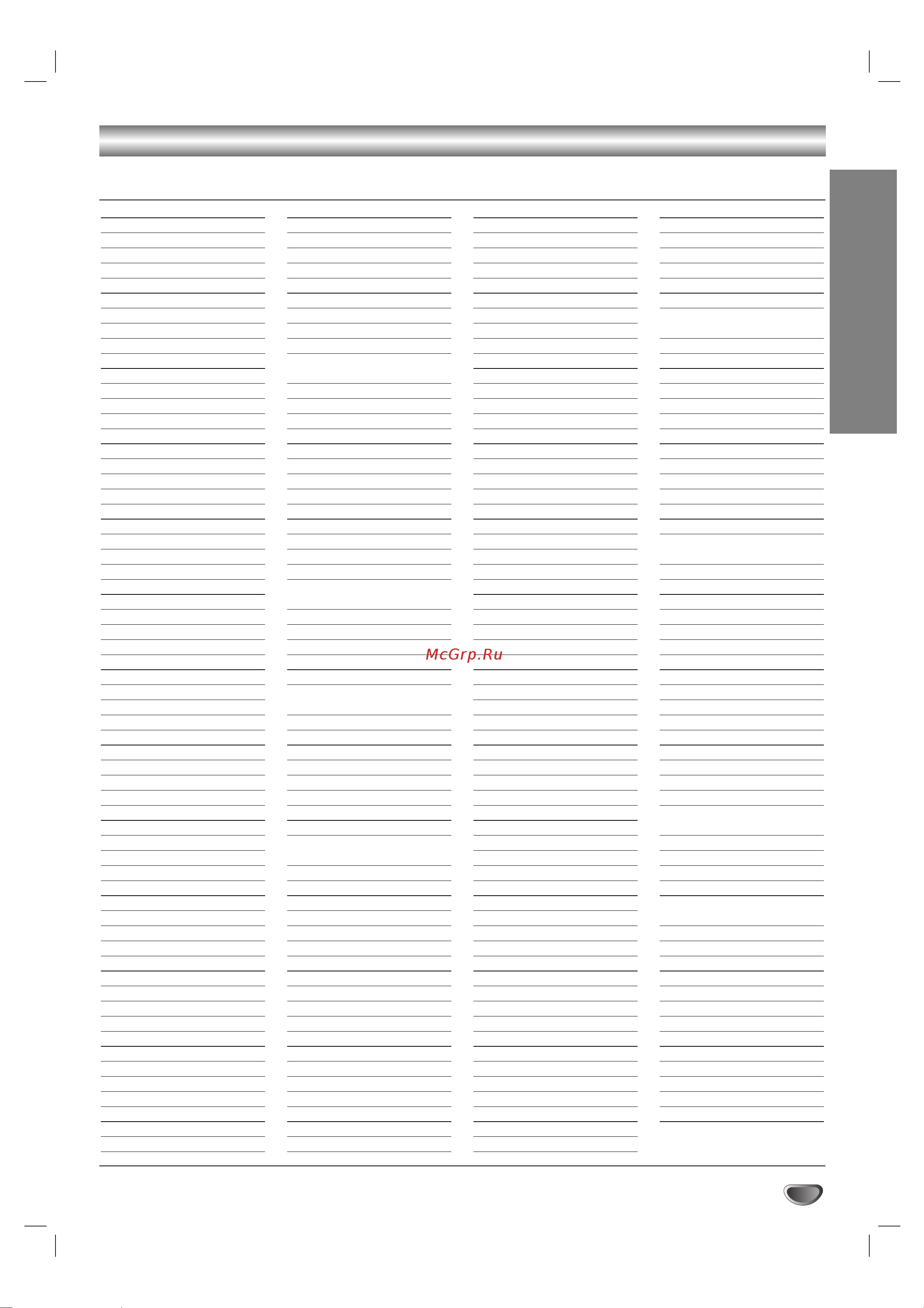 LG DV374 [51/52] Country code list