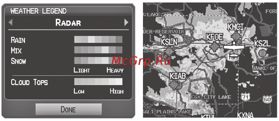 Garmin GPSMAP 695 [103/192] Интенсивность nexrad