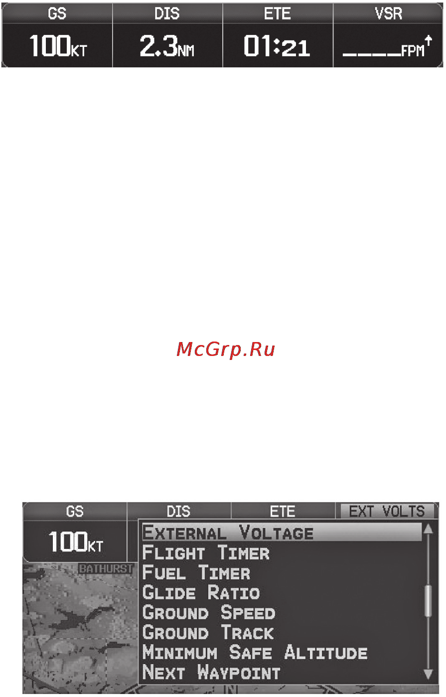 Garmin GPSMAP 695 [40/192] Поля панели данных