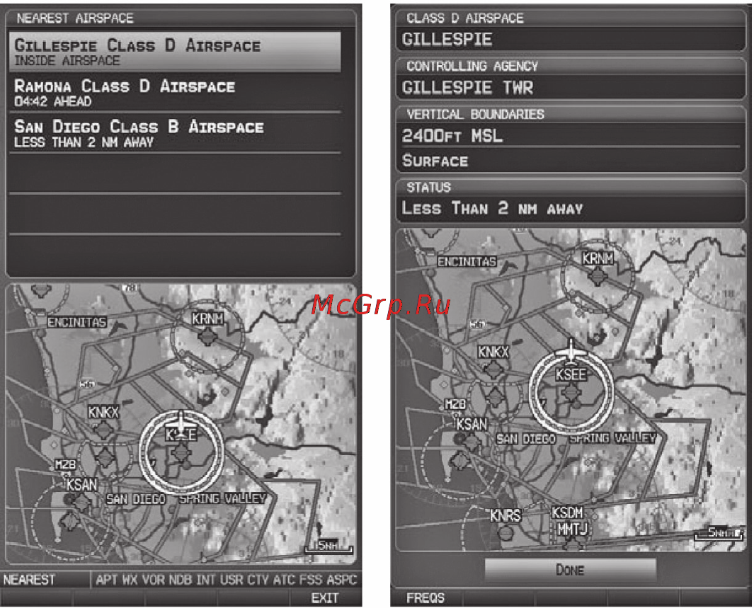 Garmin GPSMAP 695 [76/192] Выбор и просмотр ближайших воздушных пространств