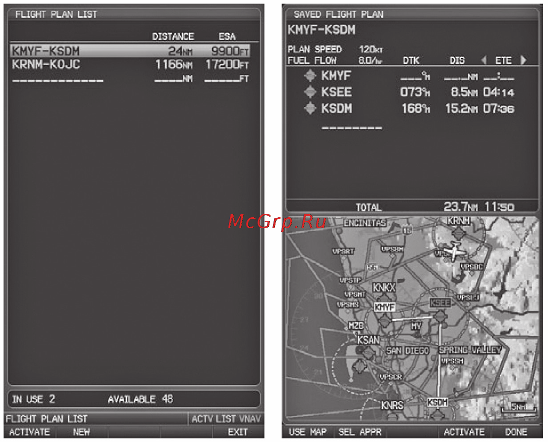 Garmin GPSMAP 695 [87/192] Сохранение активного плана полета со страницы активного плана полета