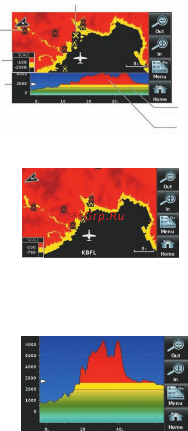 Garmin Aera 510 [103/177] Коснитесь пиктограммы menu меню 3 коснитесь опции меню select page layout выбор расположения страницы появится меню опций 4 коснитесь желаемой опции меню map with profile карта с профилем map only только карта и profile only только профиль