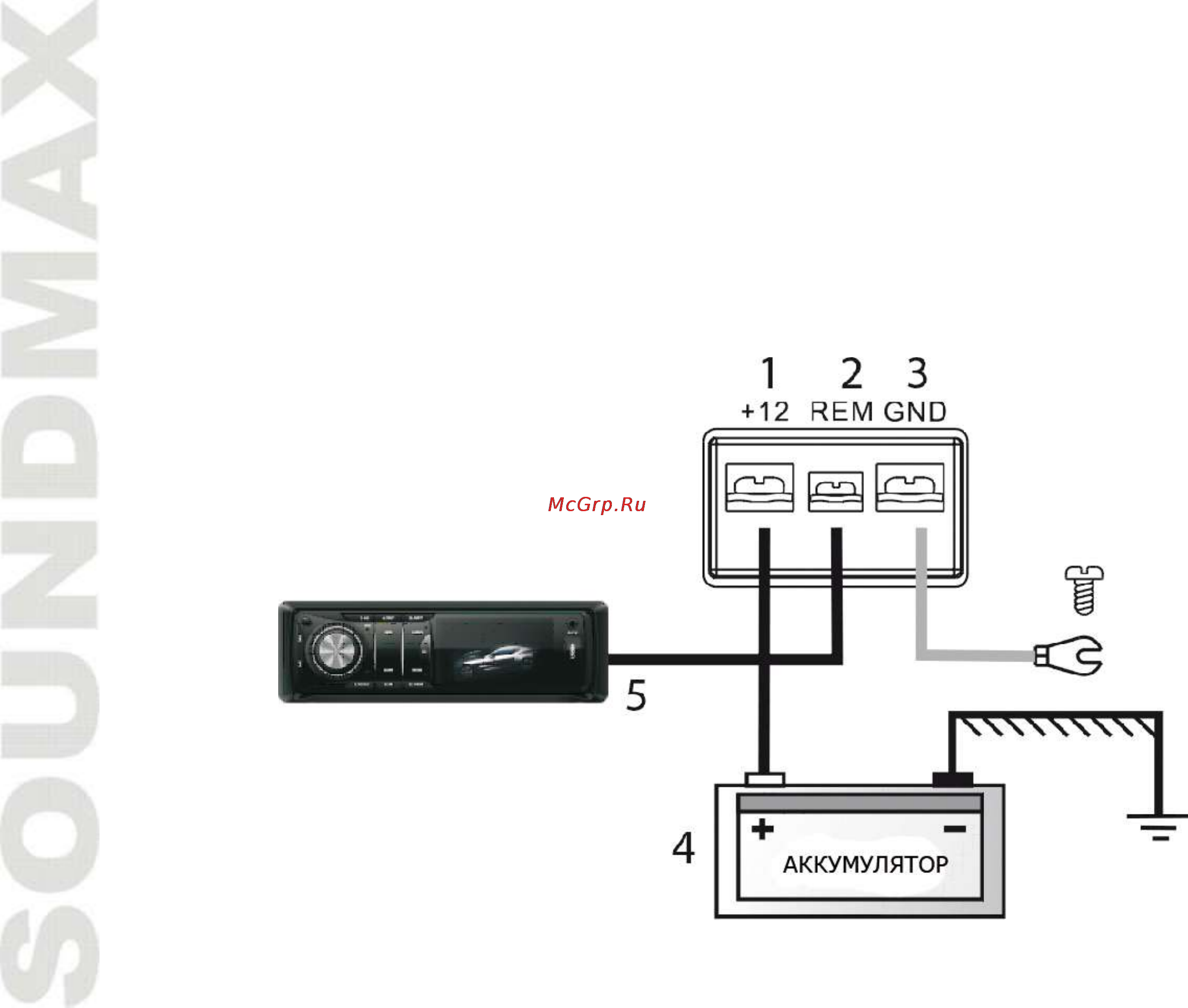 Soundmax SM-SA1004 Black [8/13] Подключение питания усилителя