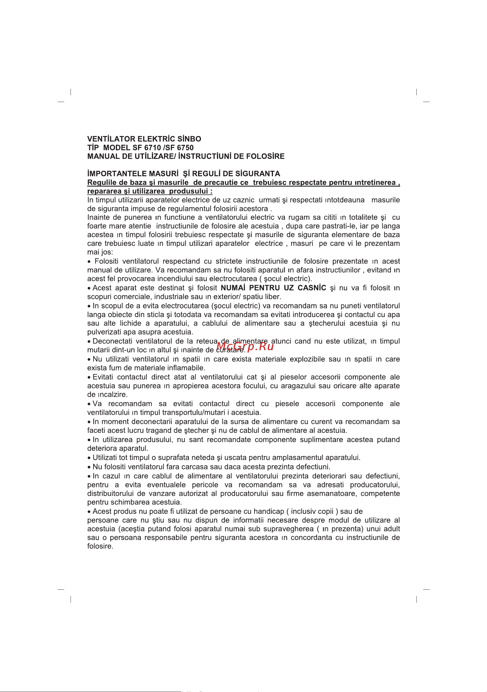 Sinbo SF-6750 [42/48] Român