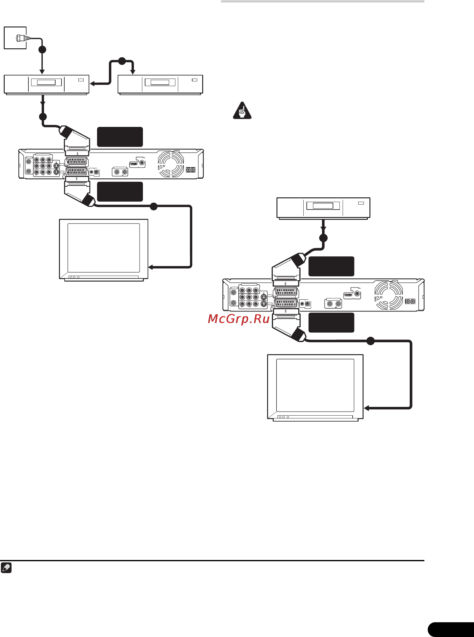 Pioneer DVR-LX70D [19/163] Используйте кабель scart для подключения видеомагнитофона спутникового ресивера приемника кабельного телевидения к разъему аудио видео av2 input 1 decoder вход 1 декодер рекордера