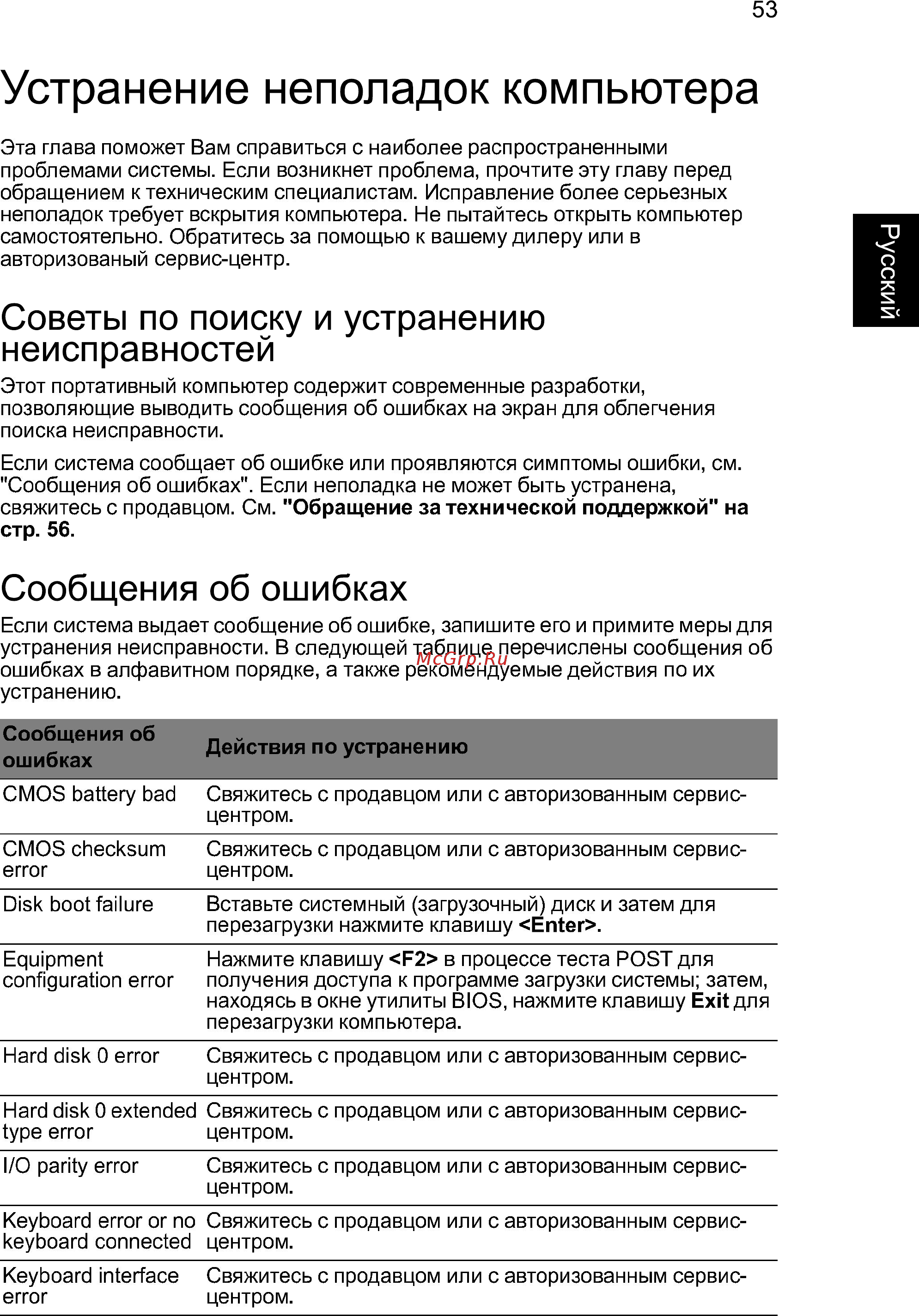 Acer Aspire E1-531-10002G32Mnks (NX.M12ER.039) [75/88] Устранение неполадок компьютера