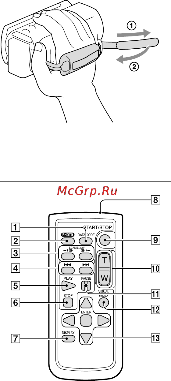 Sony HDR-TD30E [13/84] Беспроводной пульт дистанционного управления