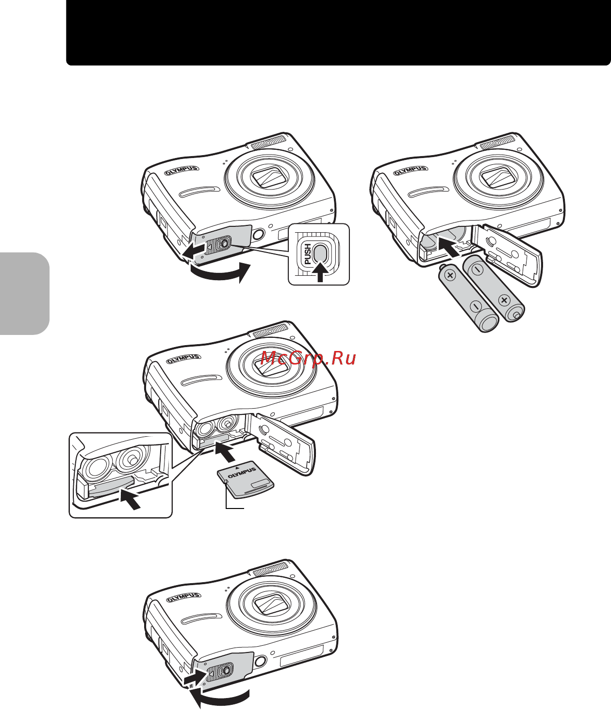 Olympus X-840 [4/61] A вставьте в фотоаппарат аккумулятори карту памяти xd picture card дополнительно