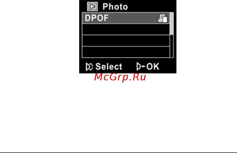 Rekam PREZIO HDC-3535 [69/79] Стандарт dpof позволяет сохранить на карте памяти данные о печати фотографий напечатать изображения с карты памяти возможно на принтере который поддерживает систему dpof и в частности поддерживает sd карту