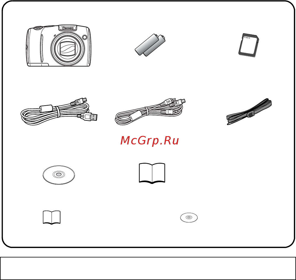 Canon POWERSHOT SX110 IS [2/216] Ниже показан комплект поставки если чего либо не хватает обращайтесь в магазин в котором была приобретена камера