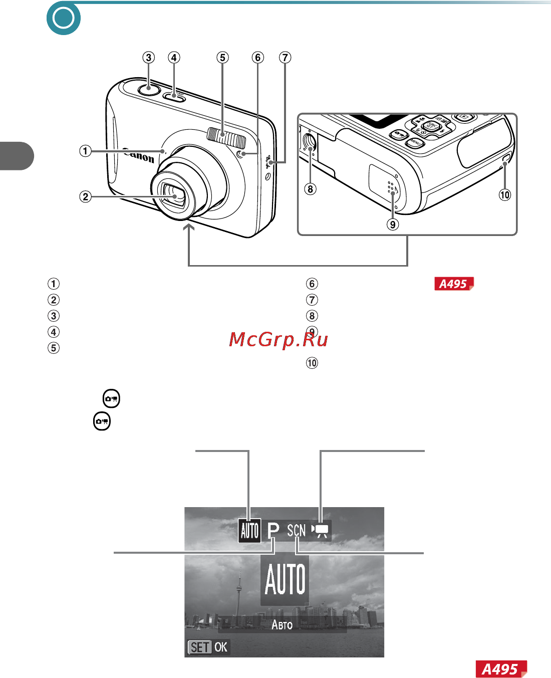 Canon POWERSHOT A490 [40/131] Кнопка режим