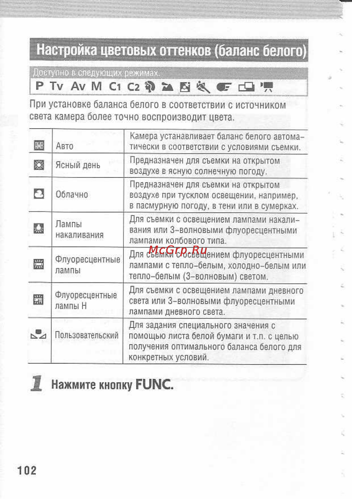 Canon POWERSHOT A80 [106/220] Настройка цветовых опенков баланс белого