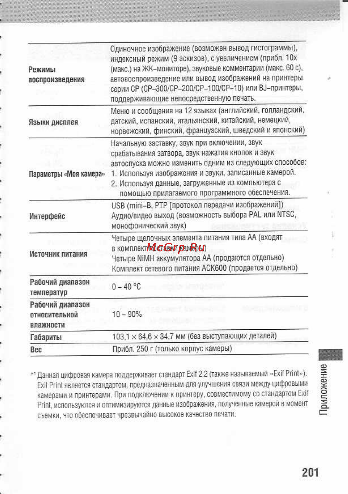 Canon POWERSHOT A80 Инструкция по эксплуатации онлайн [205/220] 84715