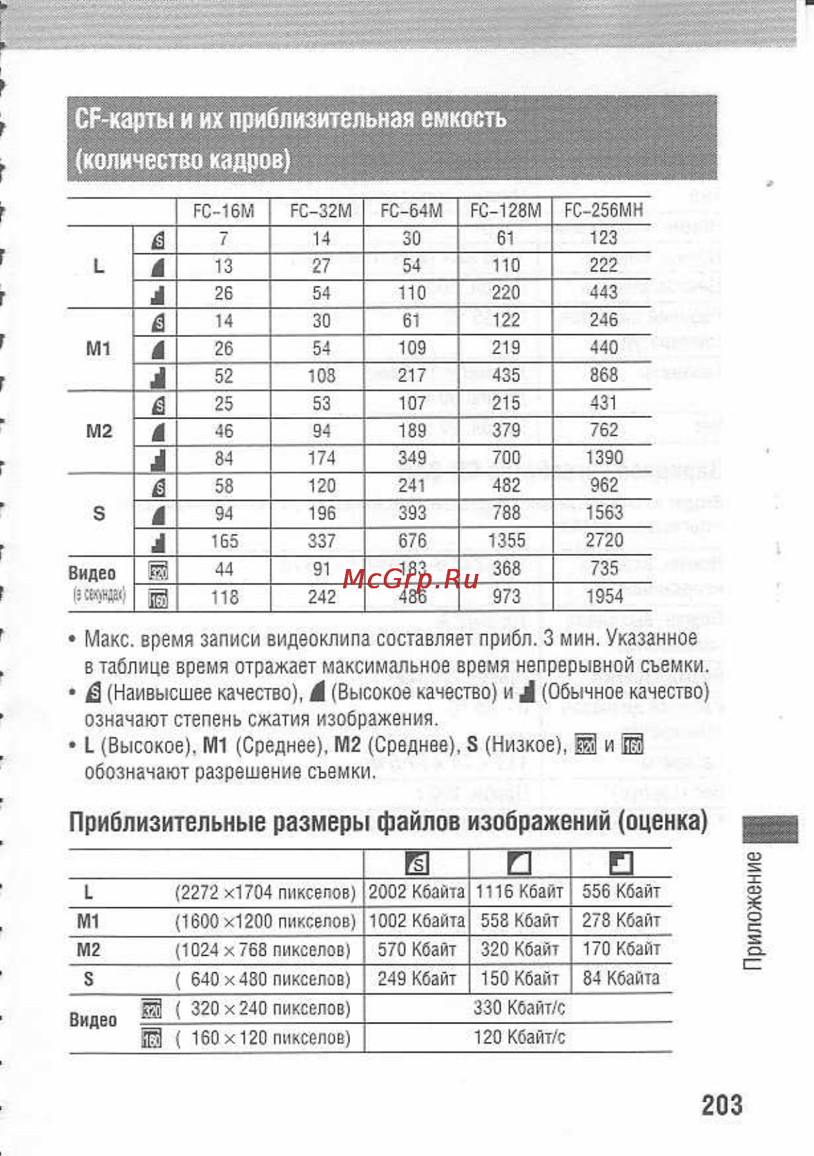Canon POWERSHOT A80 [207/220] Приблизительные размеры файлов изображений оценка