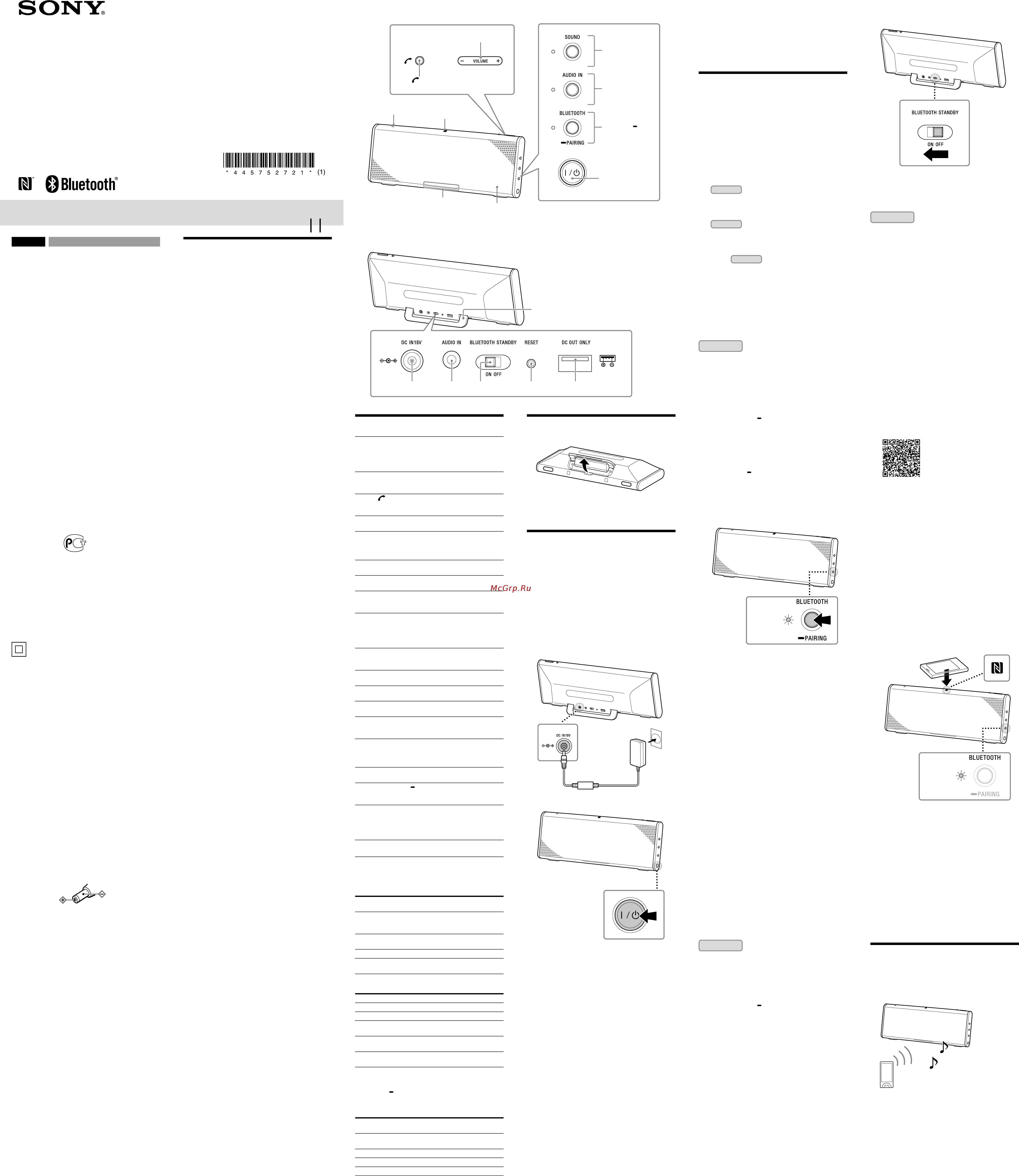 Sony SRS-BTX500/C Инструкция по эксплуатации онлайн