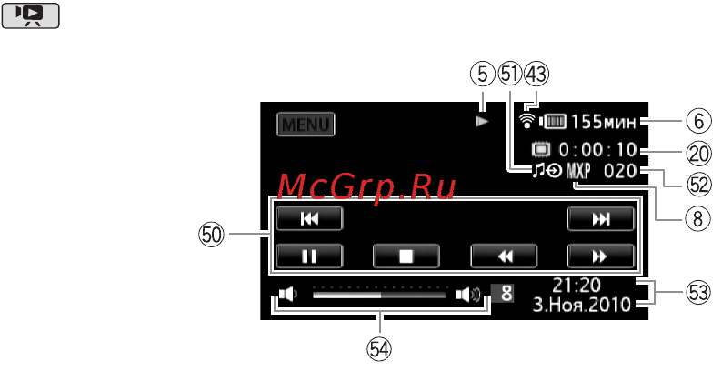 Canon LEGRIA HFM32 [184/233] Воспроизведение видеофильмов во время воспроизведения