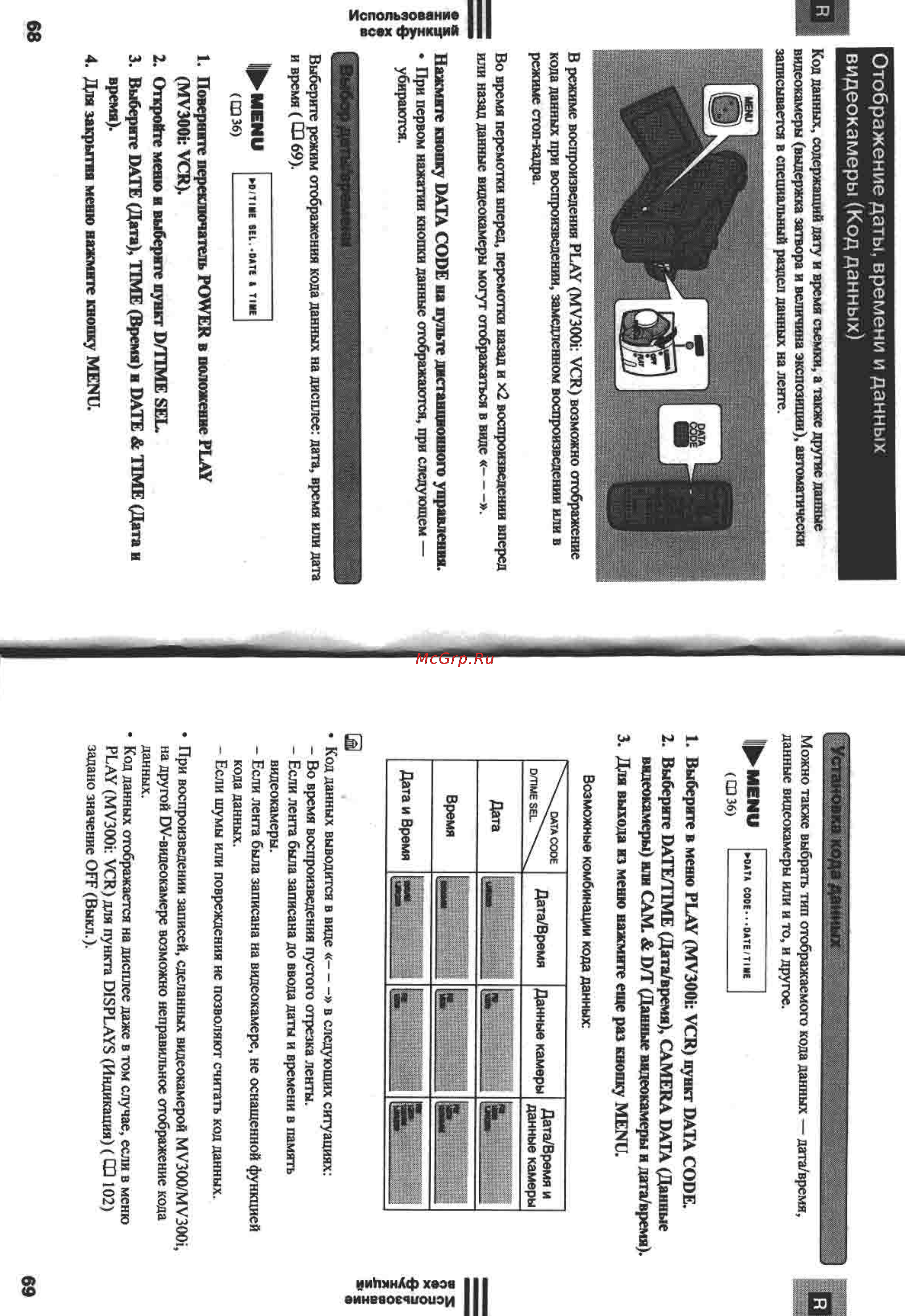 Canon MV300I [35/55] Отображение даты времени и данных