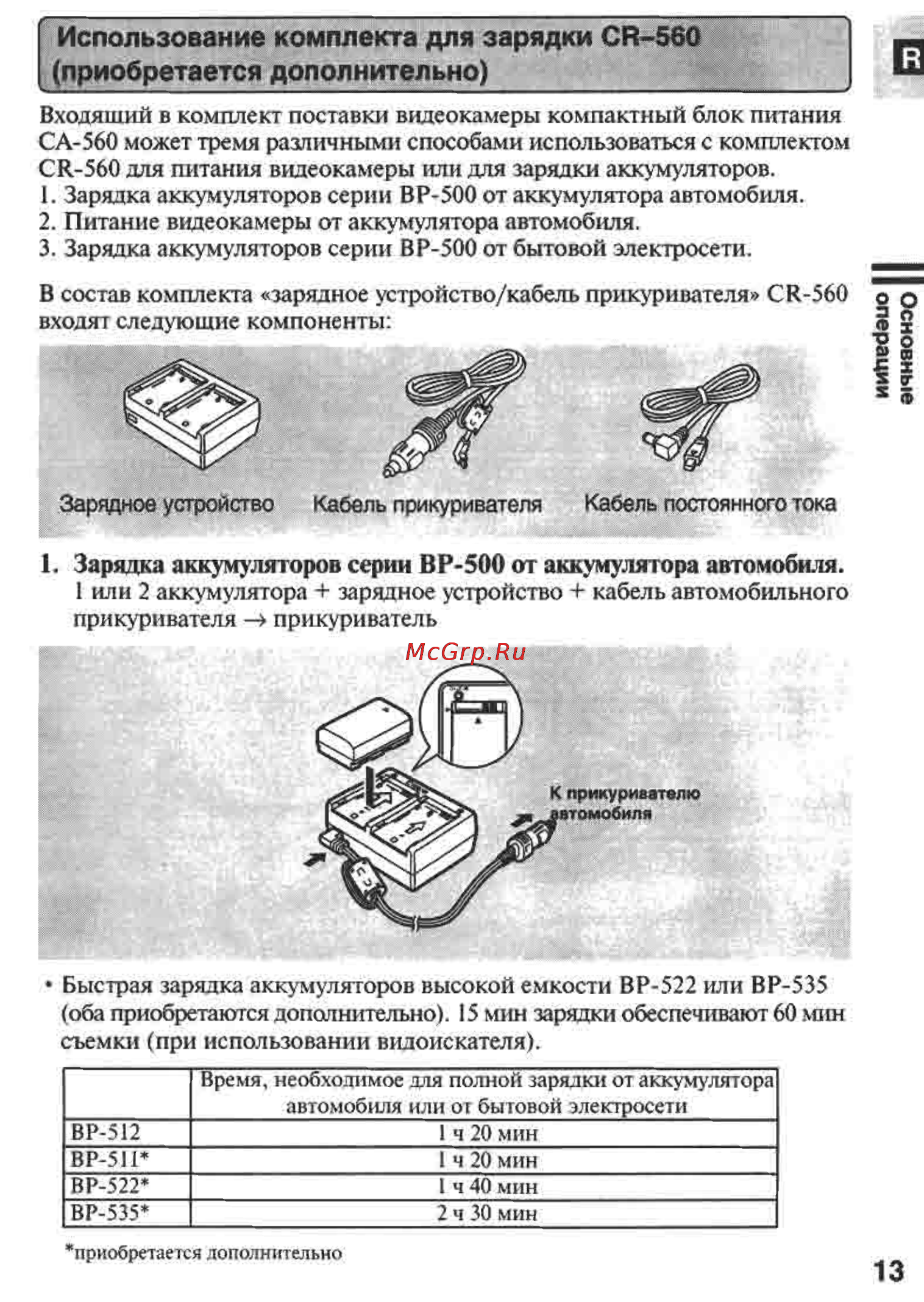 Canon MVX1 [13/161] Использование комплекта для зарядки с13 560 приобретается дополнительно _____________________________